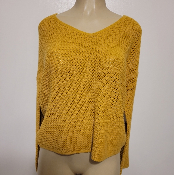 Old Navy Yellow Knit Women's Sweater Pullover - Picture 2 of 5